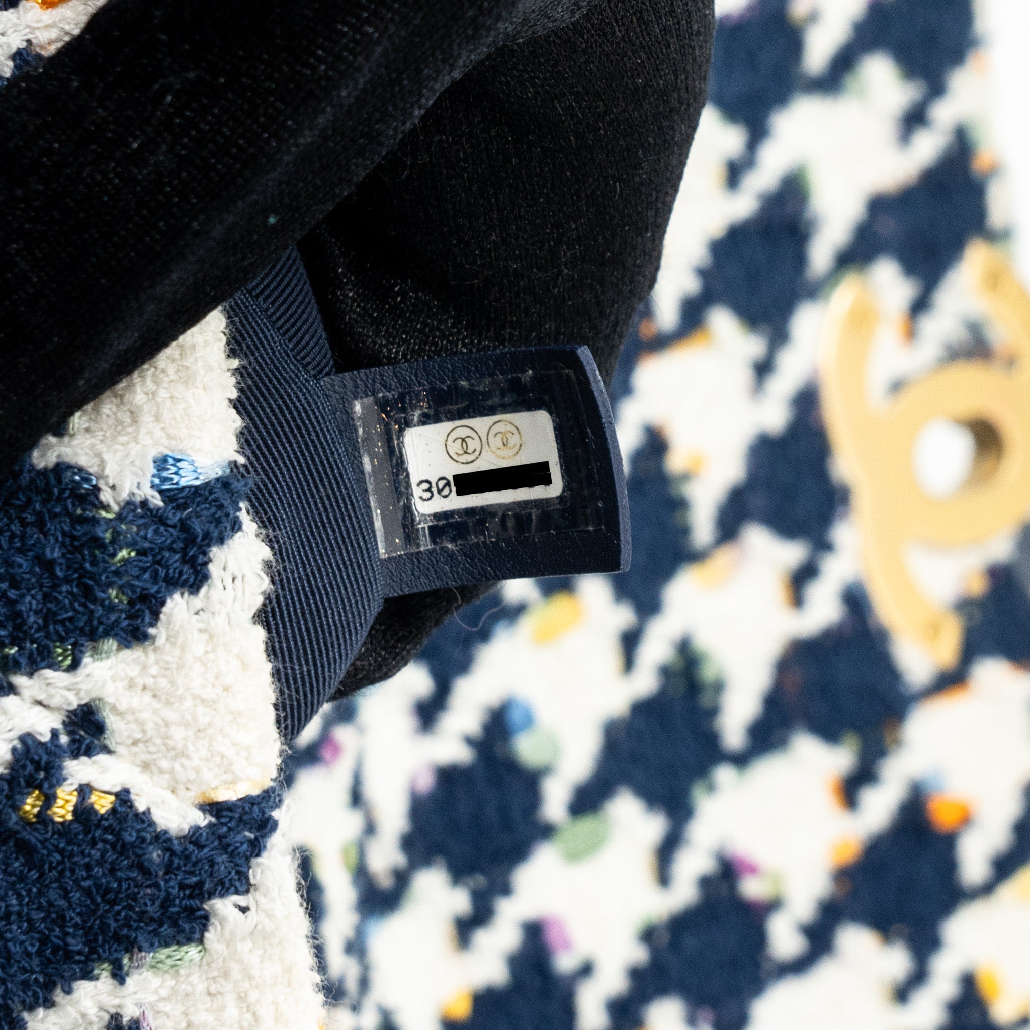Chanel small 19 bag fabric multicolour blue / white multicolour hardware