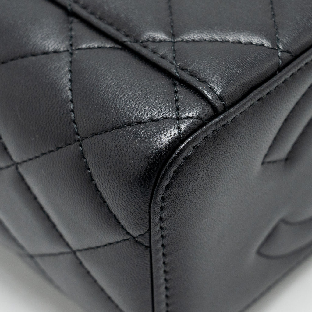 Chanel Top Handle Long Vanity Case Lambskin Black  (Microchip)