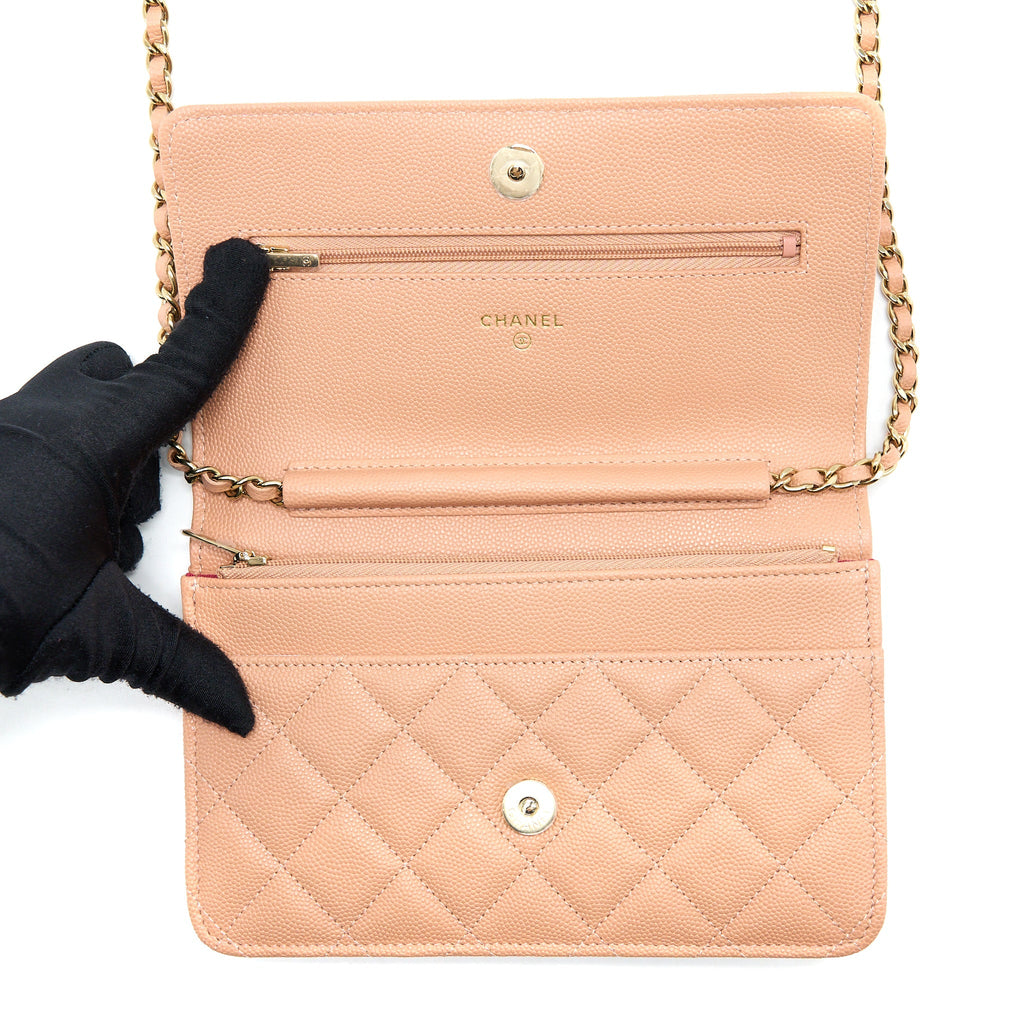 Chanel Giant CC Logo Wallet On Chain Caviar Dark Pink L (Microchip)