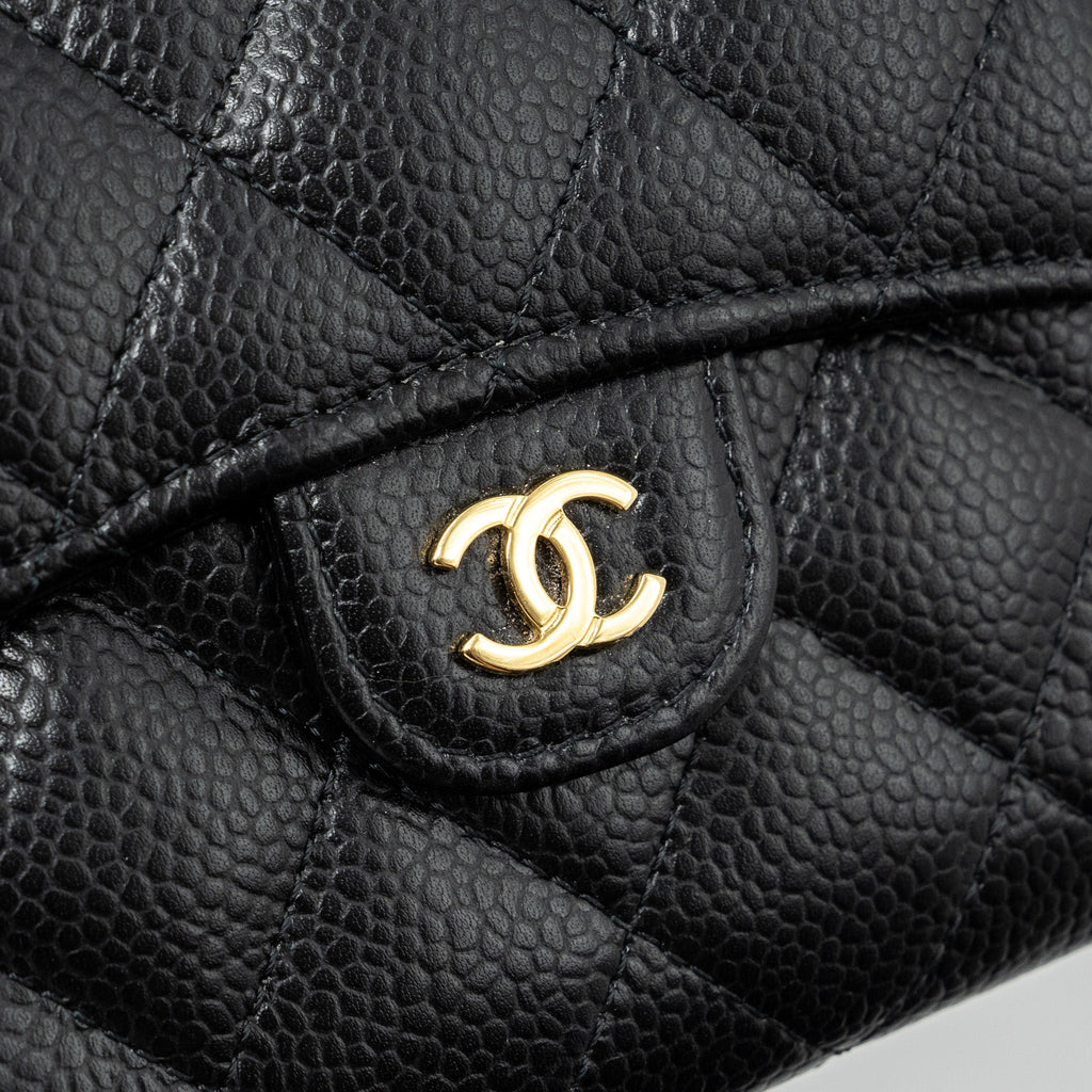 Chanel Classic Compact Wallet Caviar Black (Microchip)
