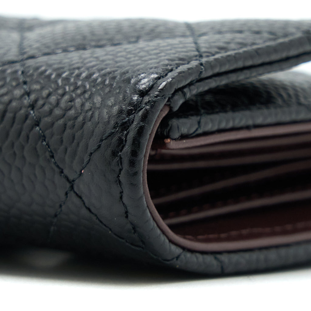 Chanel Classic Compact Wallet Caviar Black L (Microchip)