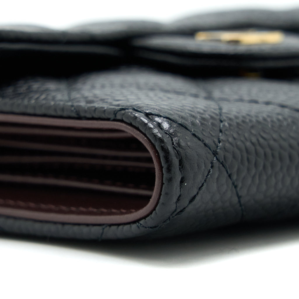 Chanel Classic Compact Wallet Caviar Black L (Microchip)