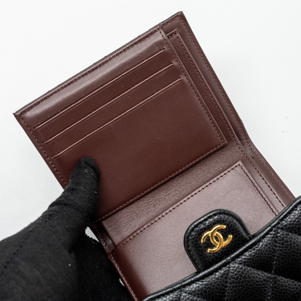Chanel Classic Compact Wallet Caviar Black (Microchip)