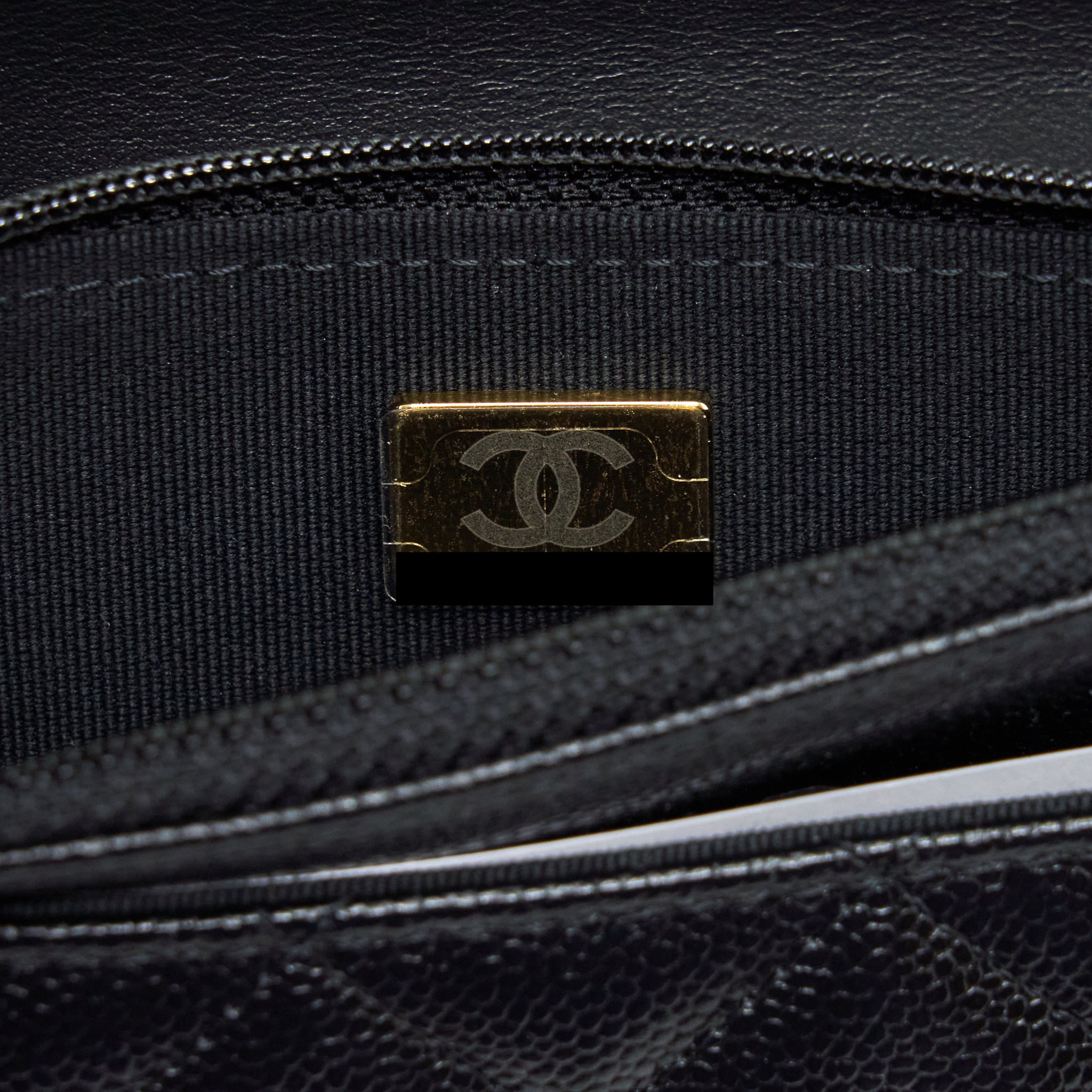 Chanel 22S Logo Top Handle Wallet On Chain Caviar Black