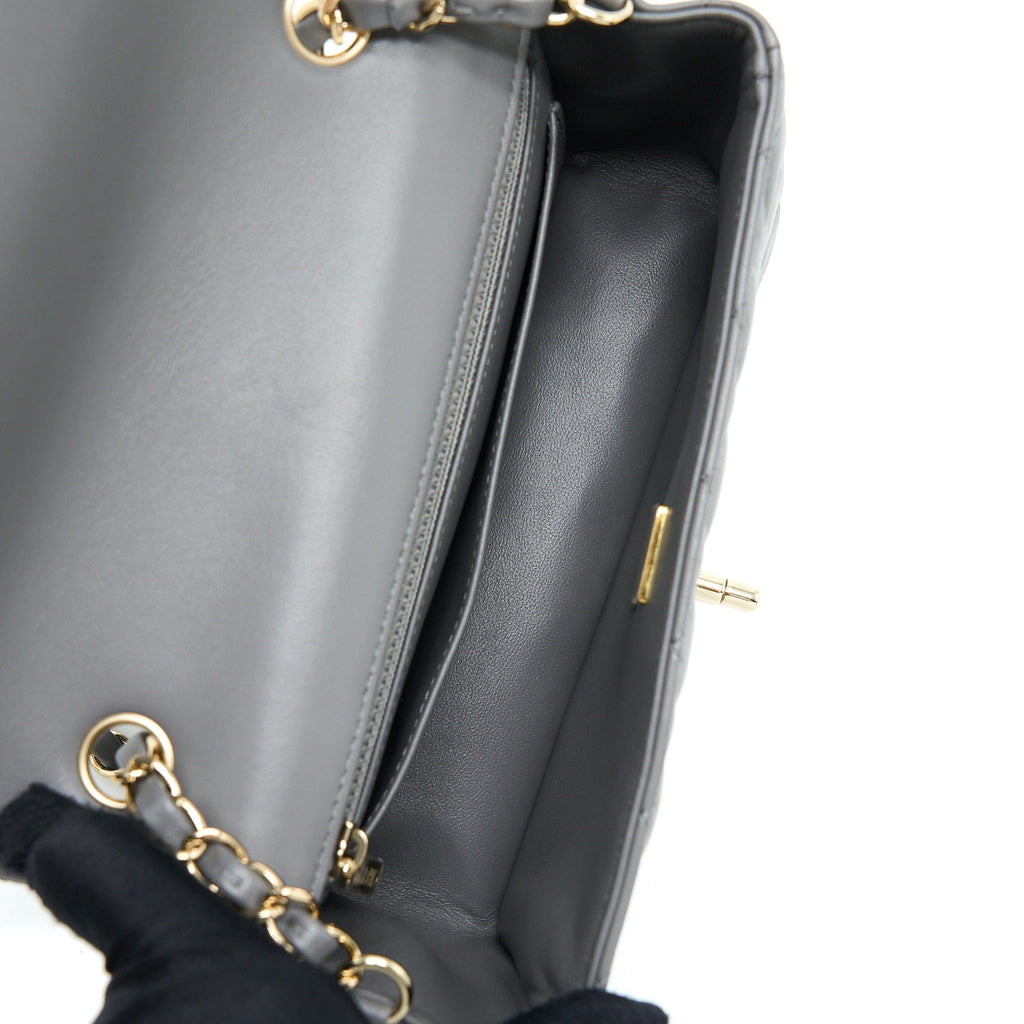 Chanel 22A Mini Rectangular Flap Bag Lambskin Grey L