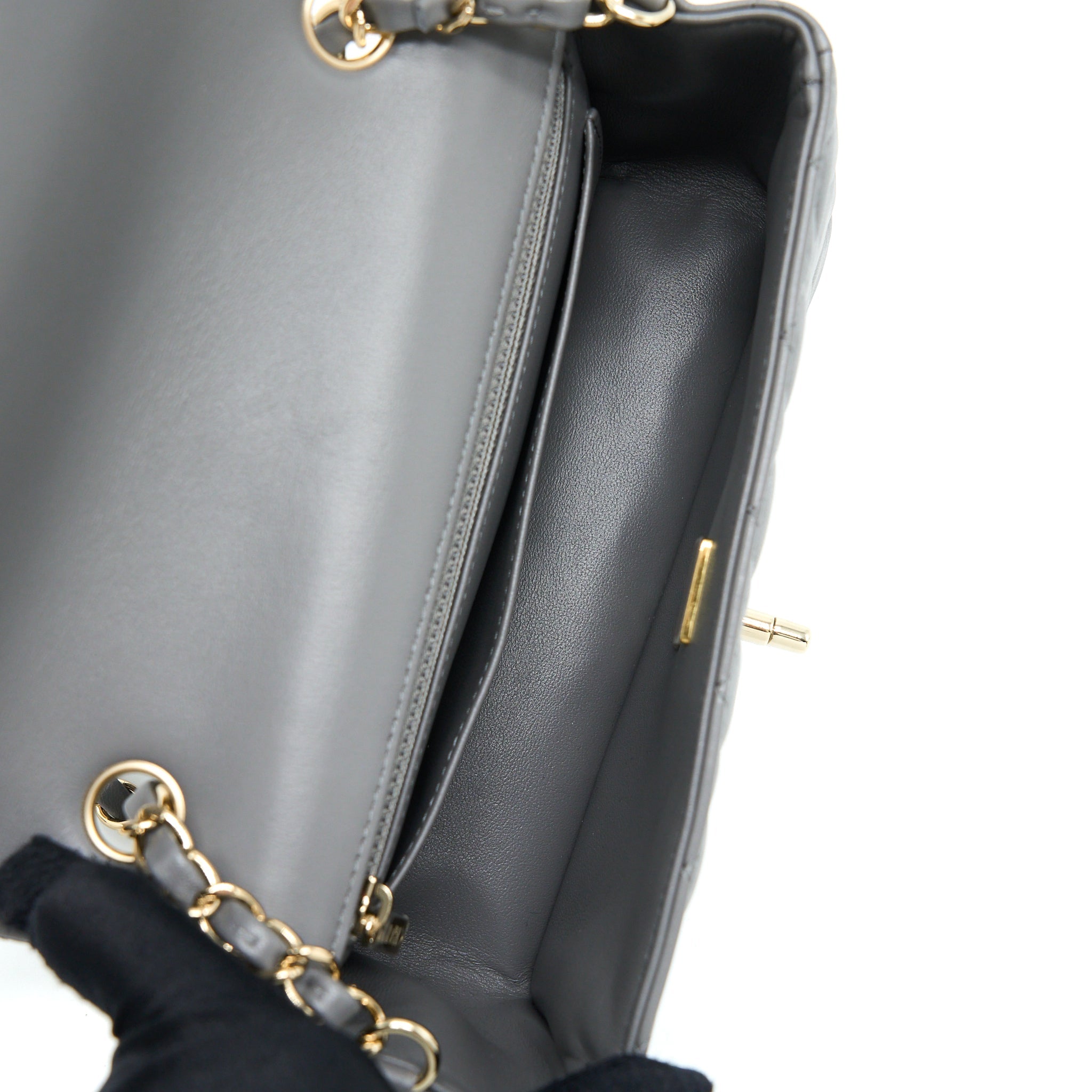 Chanel 22A Mini Rectangular Flap Bag Lambskin Grey L