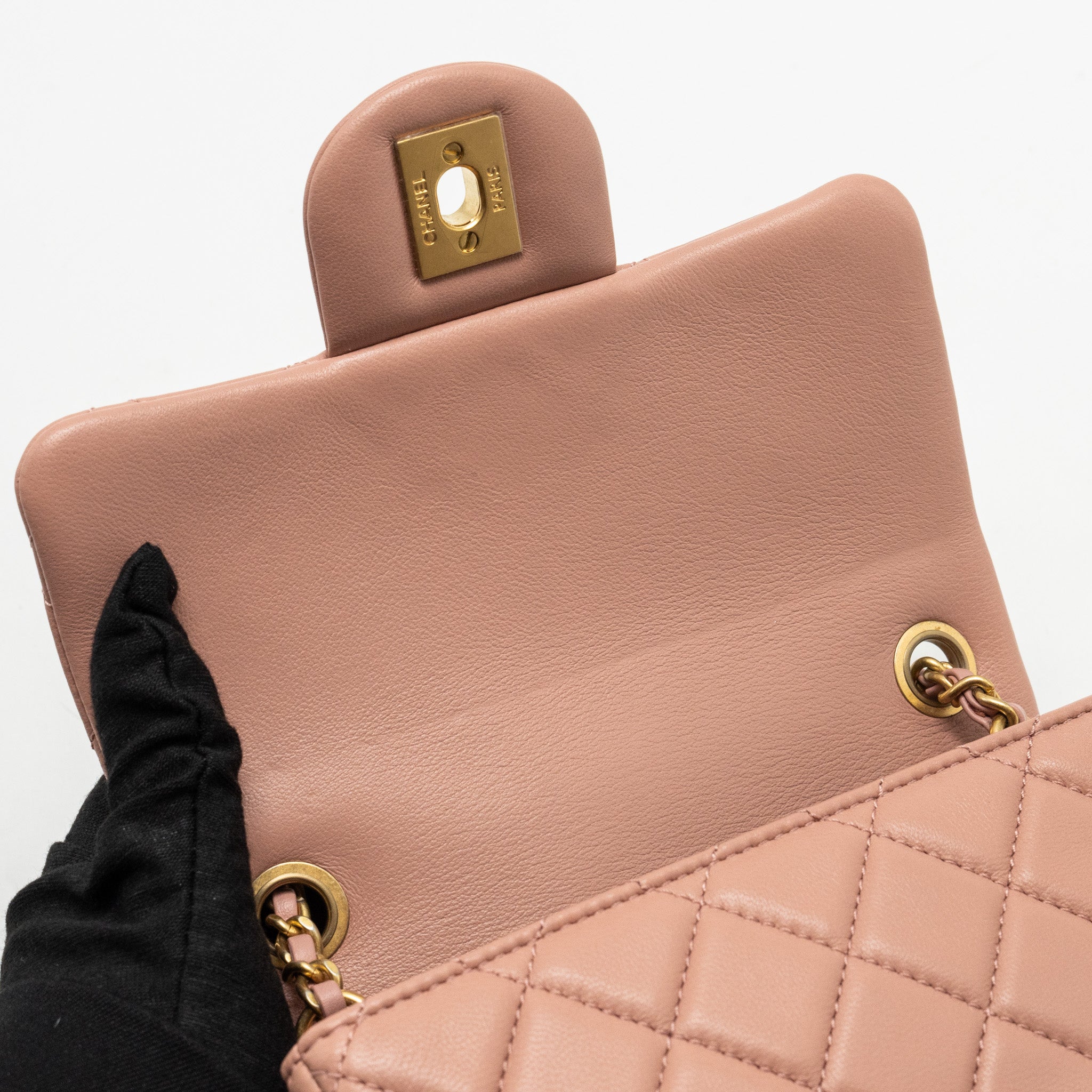 Chanel Pearl Crush Mini Square Flap Bag Lambskin Pink (Microchip)