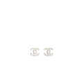 Chanel CC Logo Earrings Crystal Silver Tone
