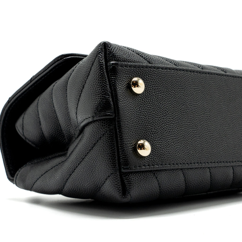 Chanel Small Coco Handle Chevron Caviar Black L