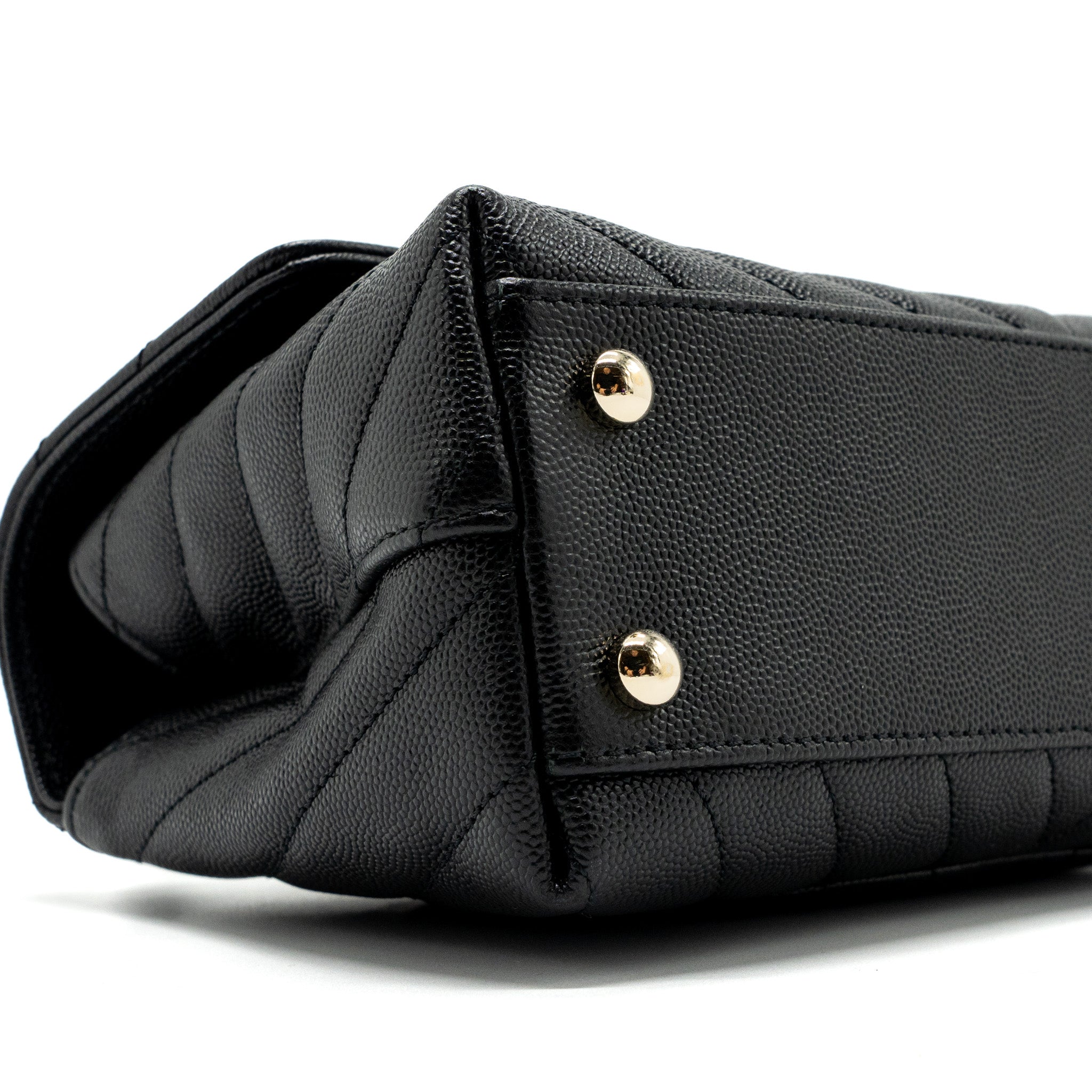 Chanel Small Coco Handle Chevron Caviar Black L