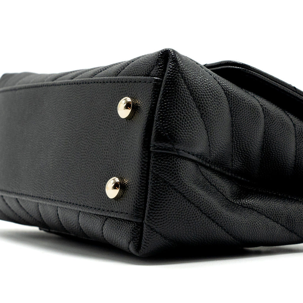 Chanel Small Coco Handle Chevron Caviar Black L