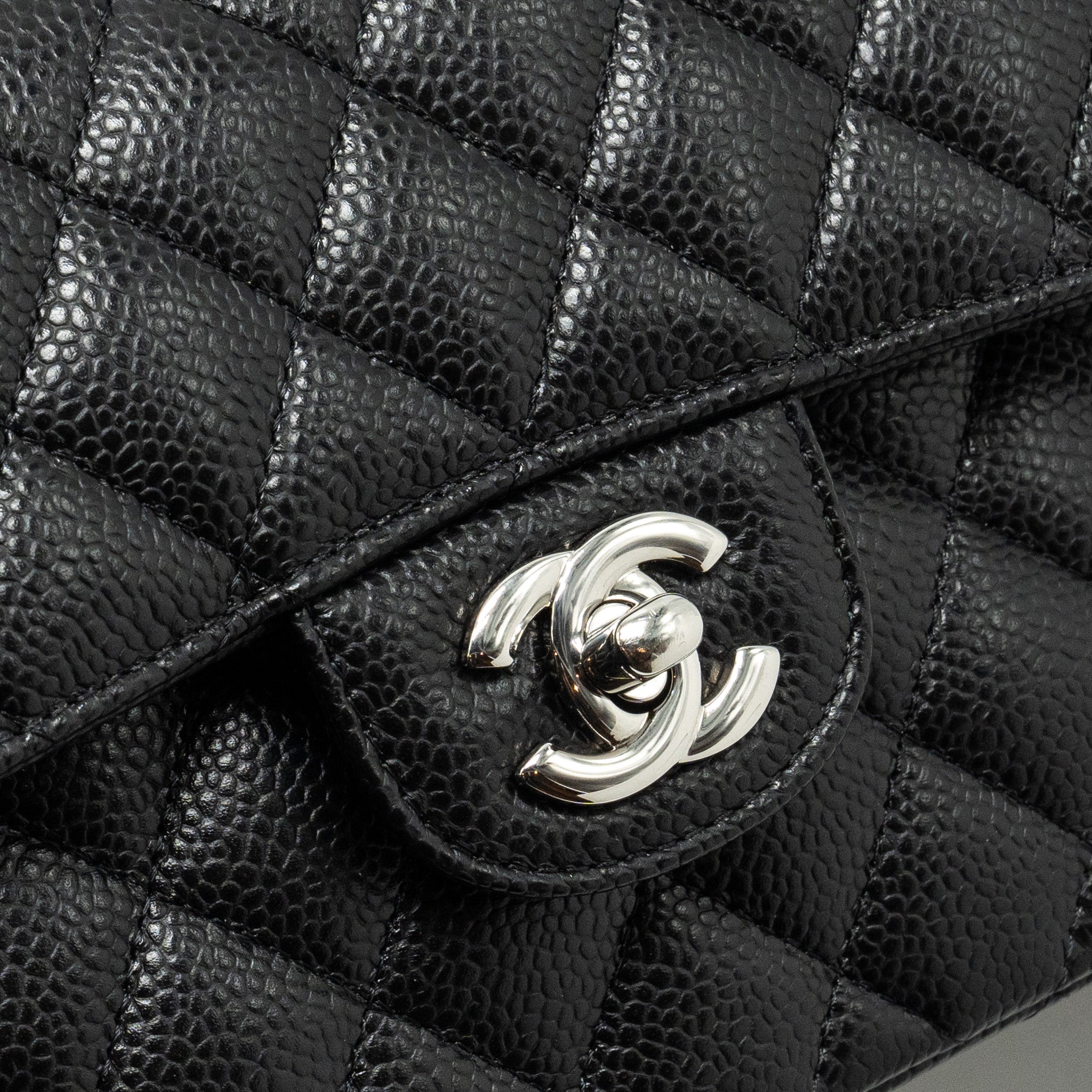 Chanel Small Classic Double Flap Bag Caviar Black  (Microchip)