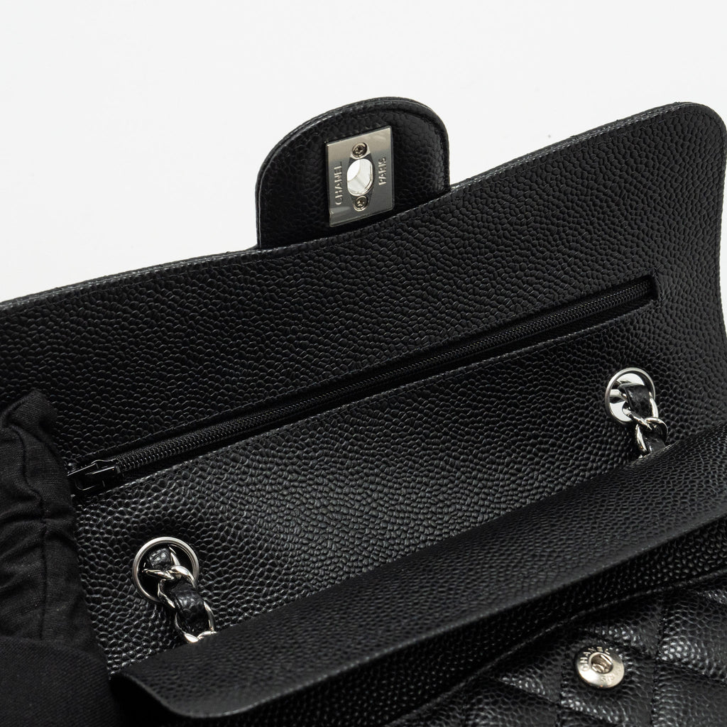 Chanel Small Classic Double Flap Bag Caviar Black  (Microchip)