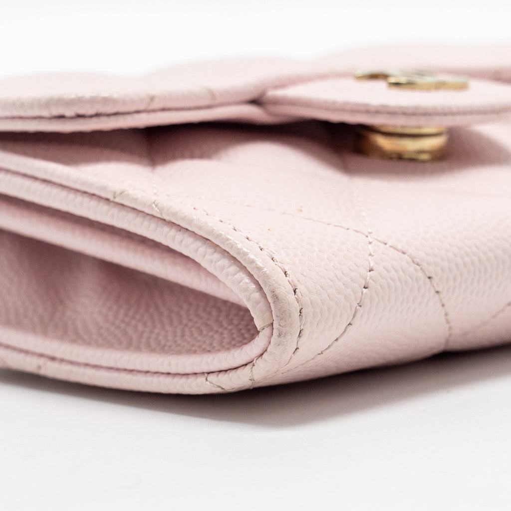 Chanel Mini Card Holder with Chain Caviar Pink