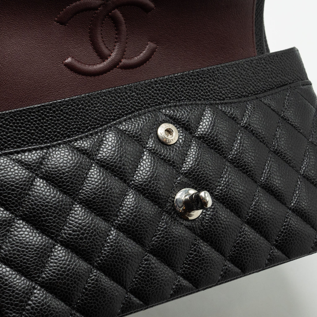 Chanel Small Classic Double Flap Bag Caviar Black  (Microchip)