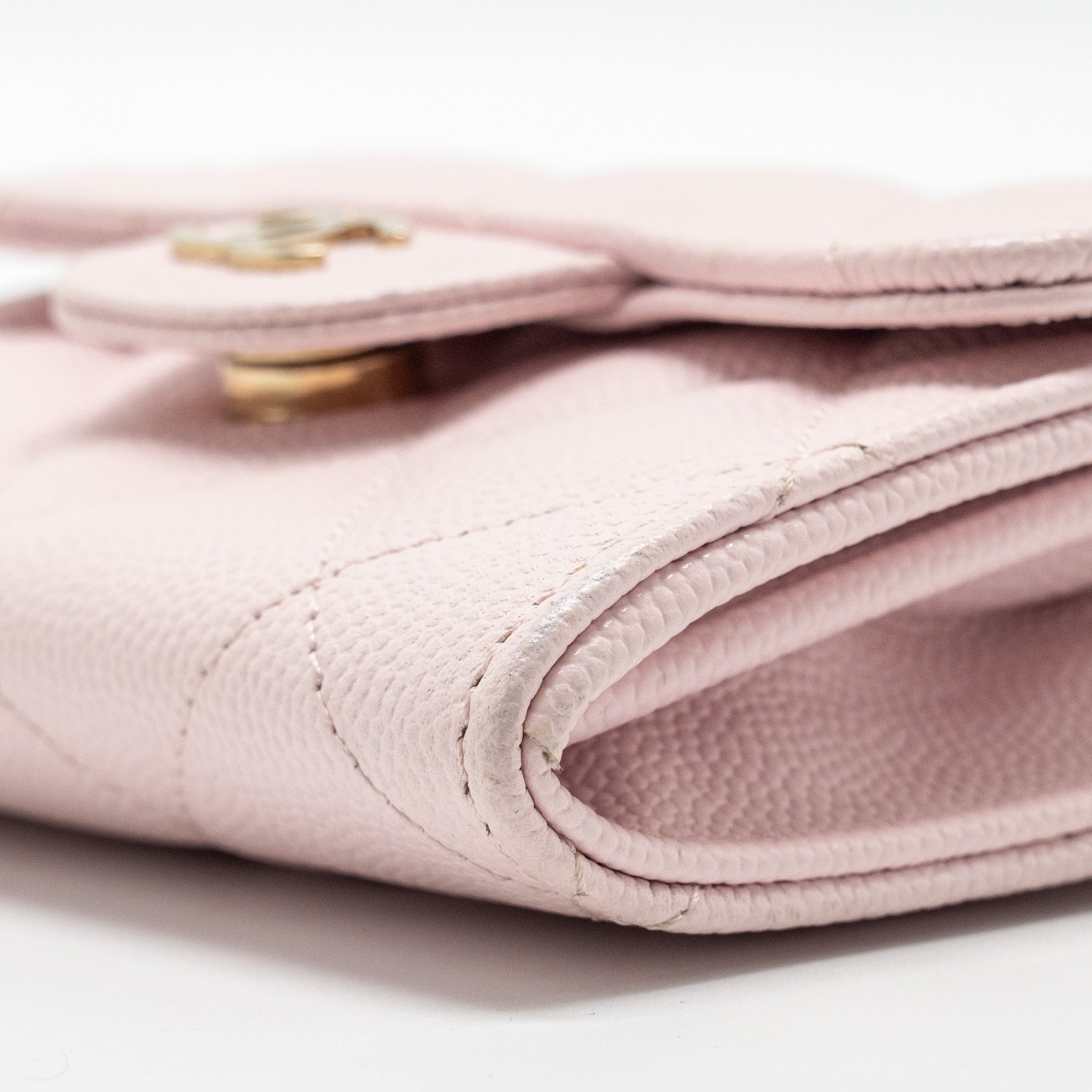 Chanel Mini Card Holder with Chain Caviar Pink