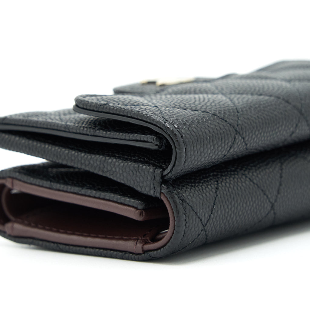 Chanel Small Compact Wallet Caviar Black L
