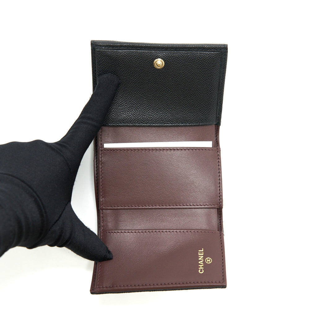 Chanel Small Compact Wallet Caviar Black L