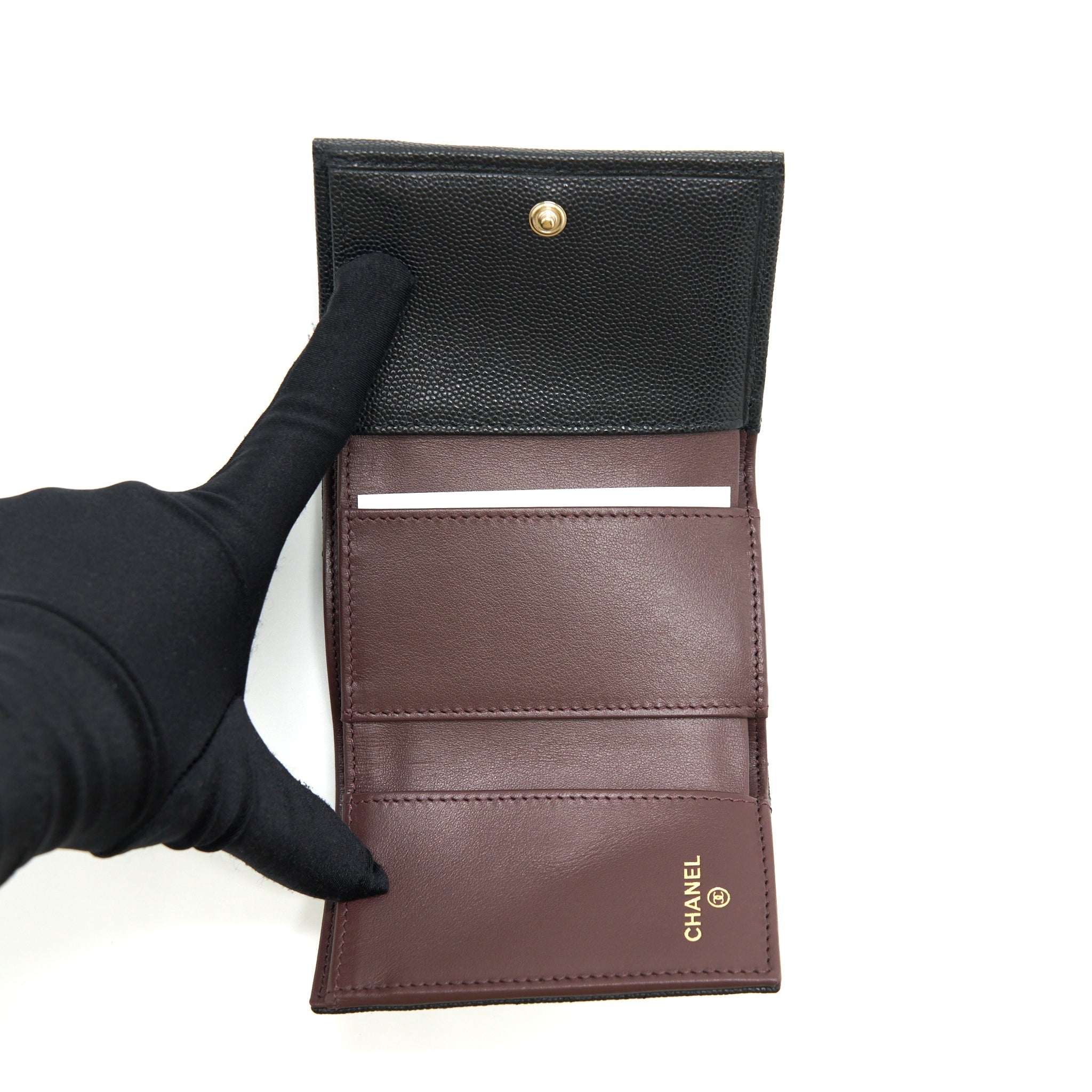 Chanel Small Compact Wallet Caviar Black L