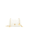 Chanel Quilted Flap Bag With Heart Charm Chain Lambskin White (Microchip)