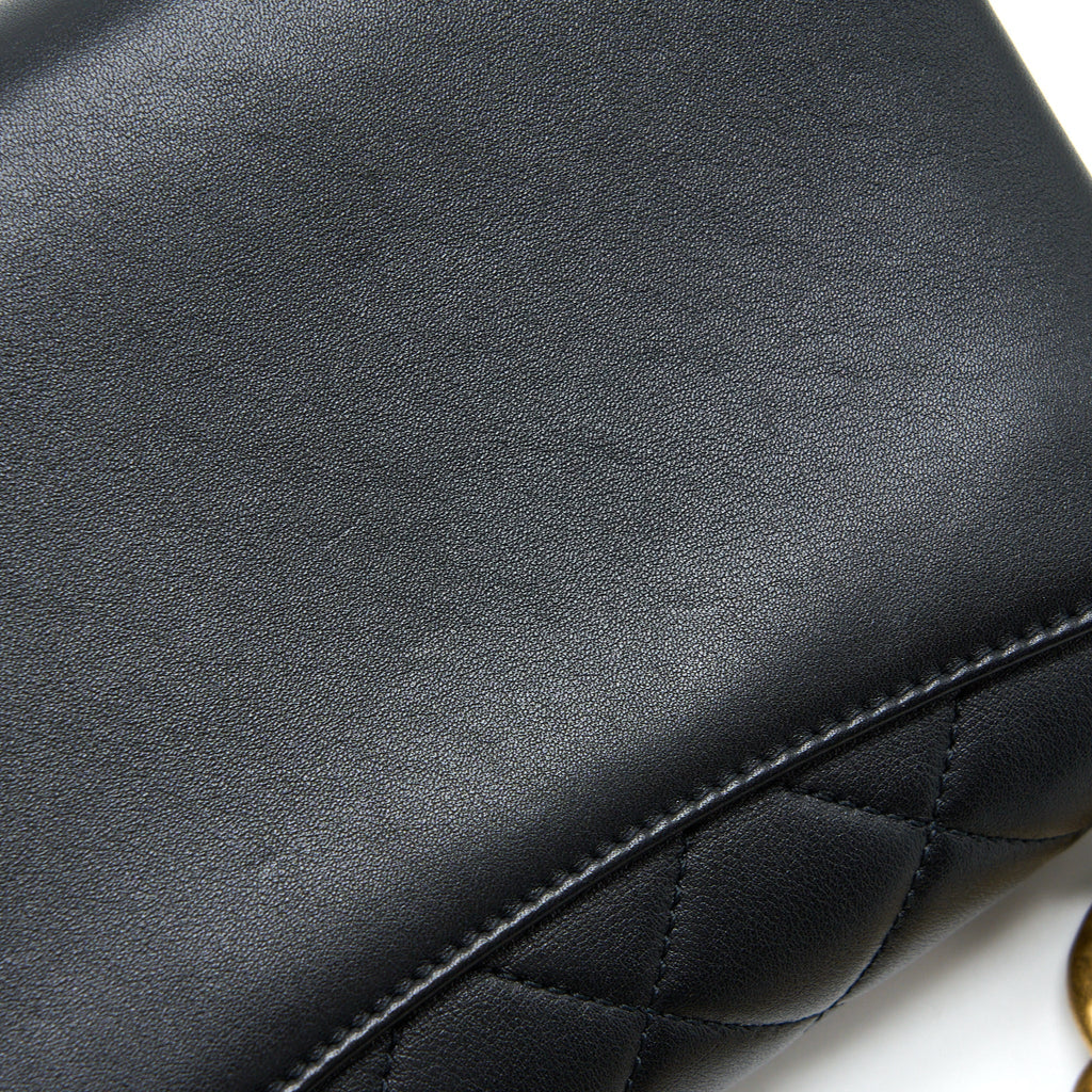 Chanel Seasonal Flap Bag Giant Chain Handle with Pearl Calfskin Black Brush  (Microchip)