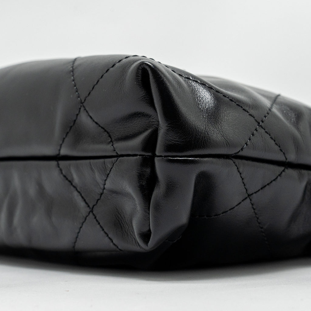 Chanel Mini 22 Bag Calfskin So Black (Microchip)