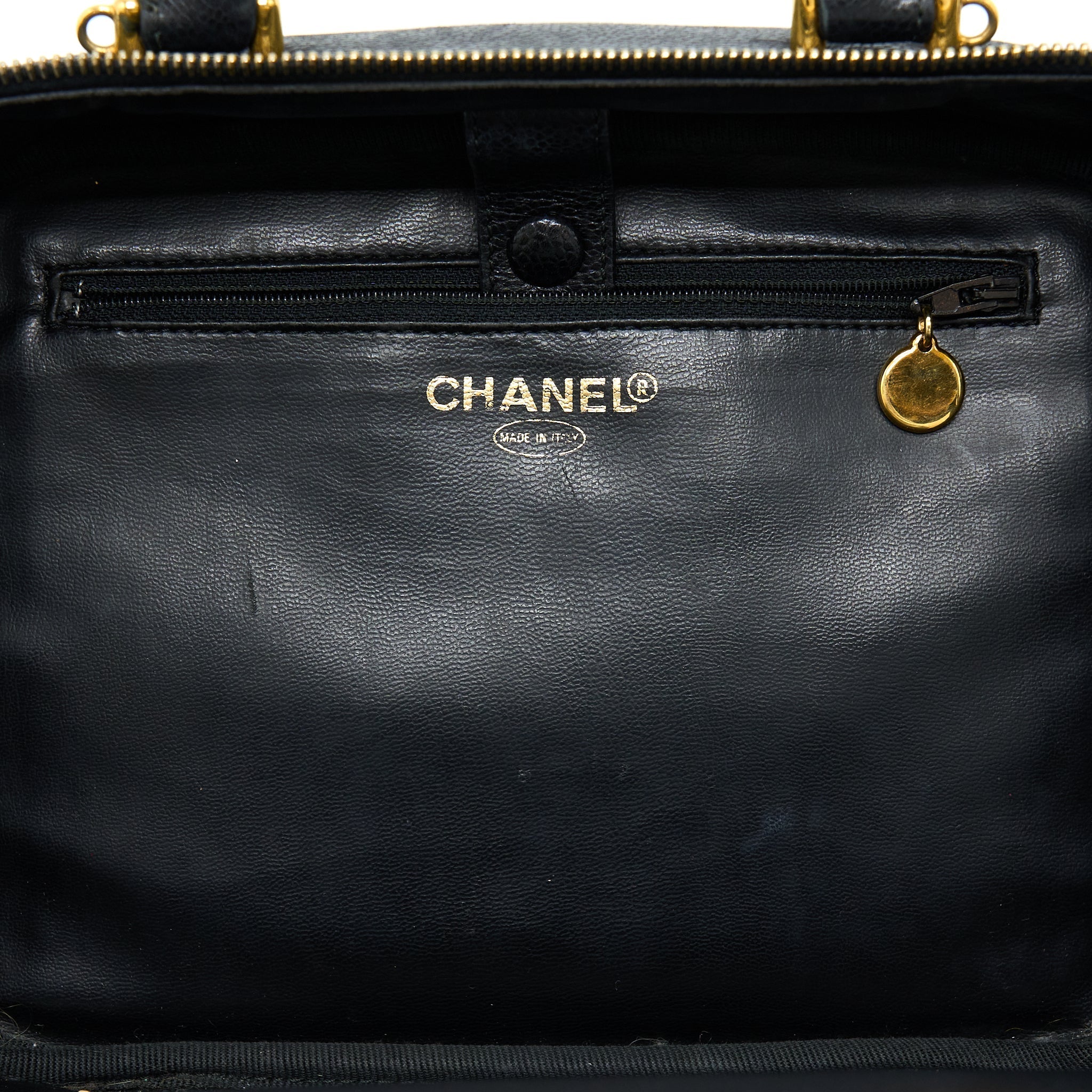 Chanel Vintage CC Logo Vanity Caviar Black