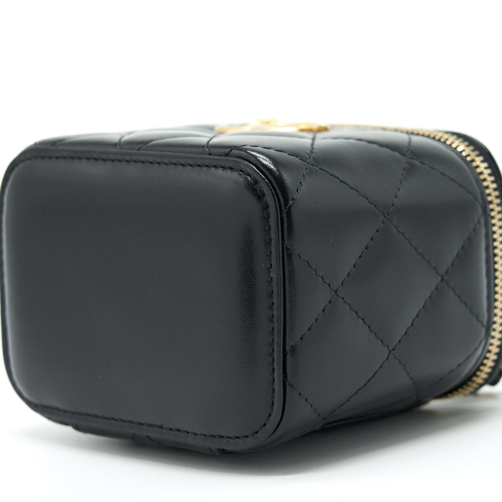 Chanel 21A Gold Crush Mini Vanity Case Calfskin Black Brushed