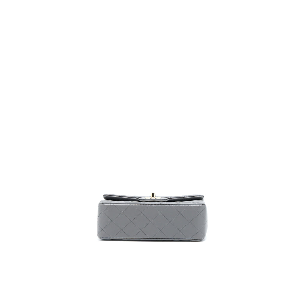 Chanel 22A Mini Rectangular Flap Bag Lambskin Grey L (Microchip)