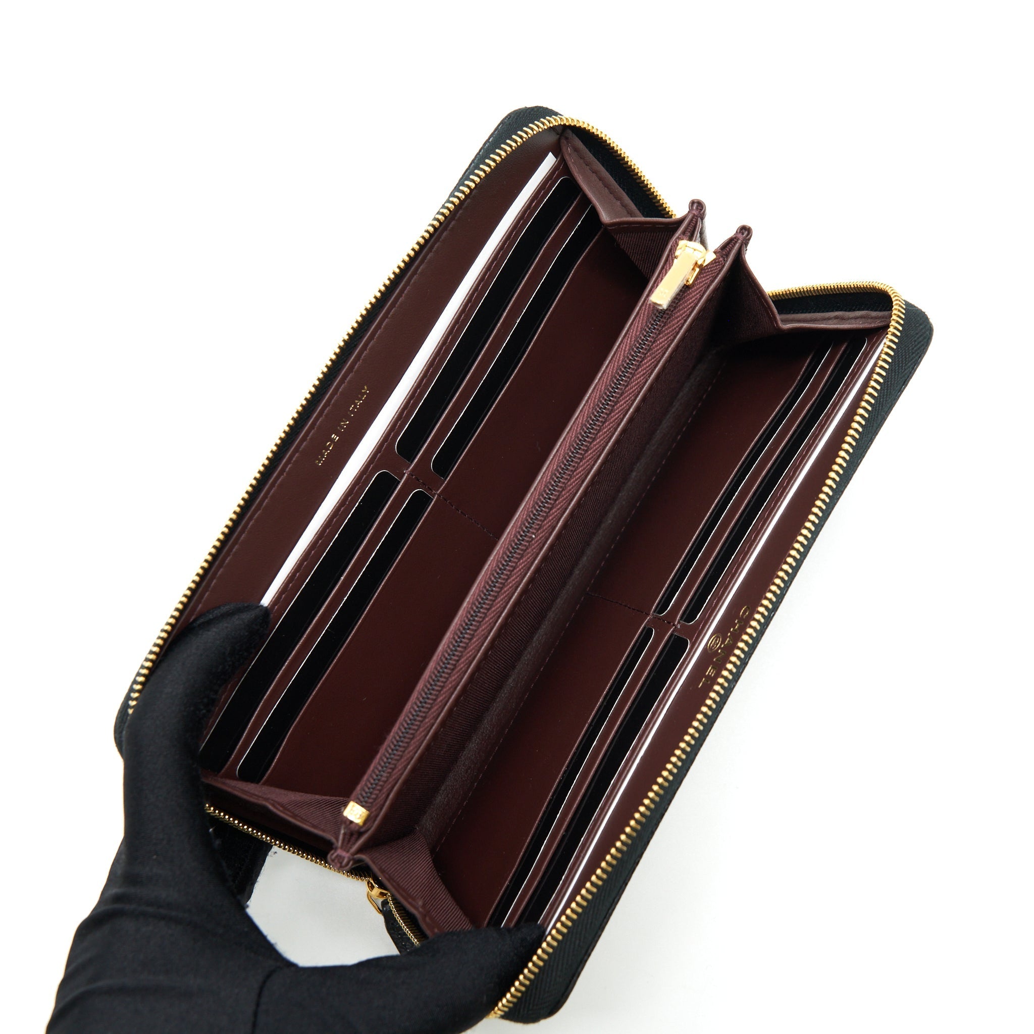Chanel Zippy Long Wallet Caviar Black