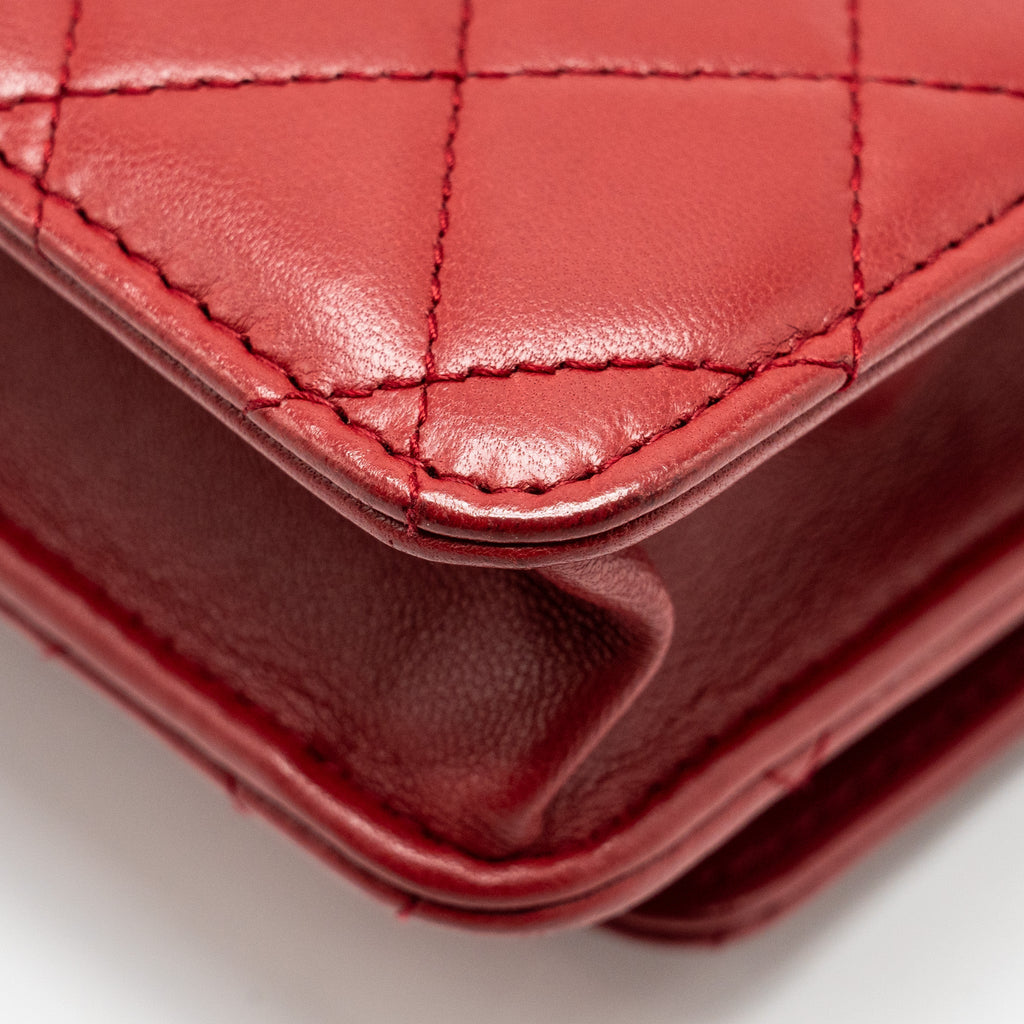 Chanel Trendy CC Wallet On Chain Lambskin Red L