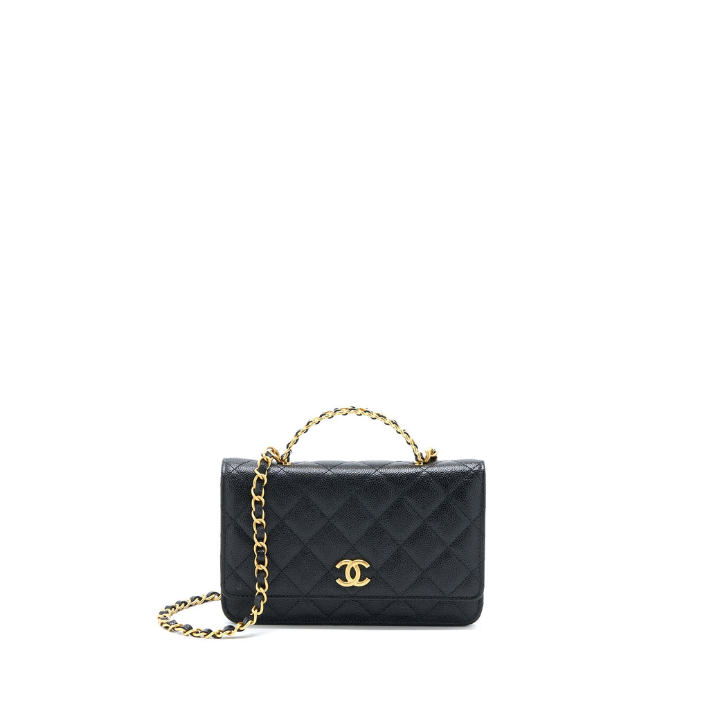Chanel Letter Top Handle Wallet On Chain Caviar Black