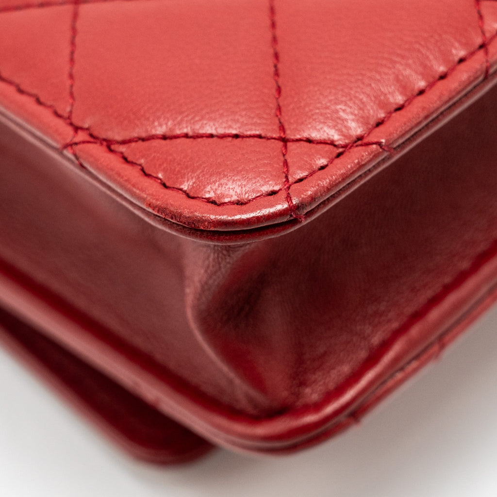 Chanel Trendy CC Wallet On Chain Lambskin Red L