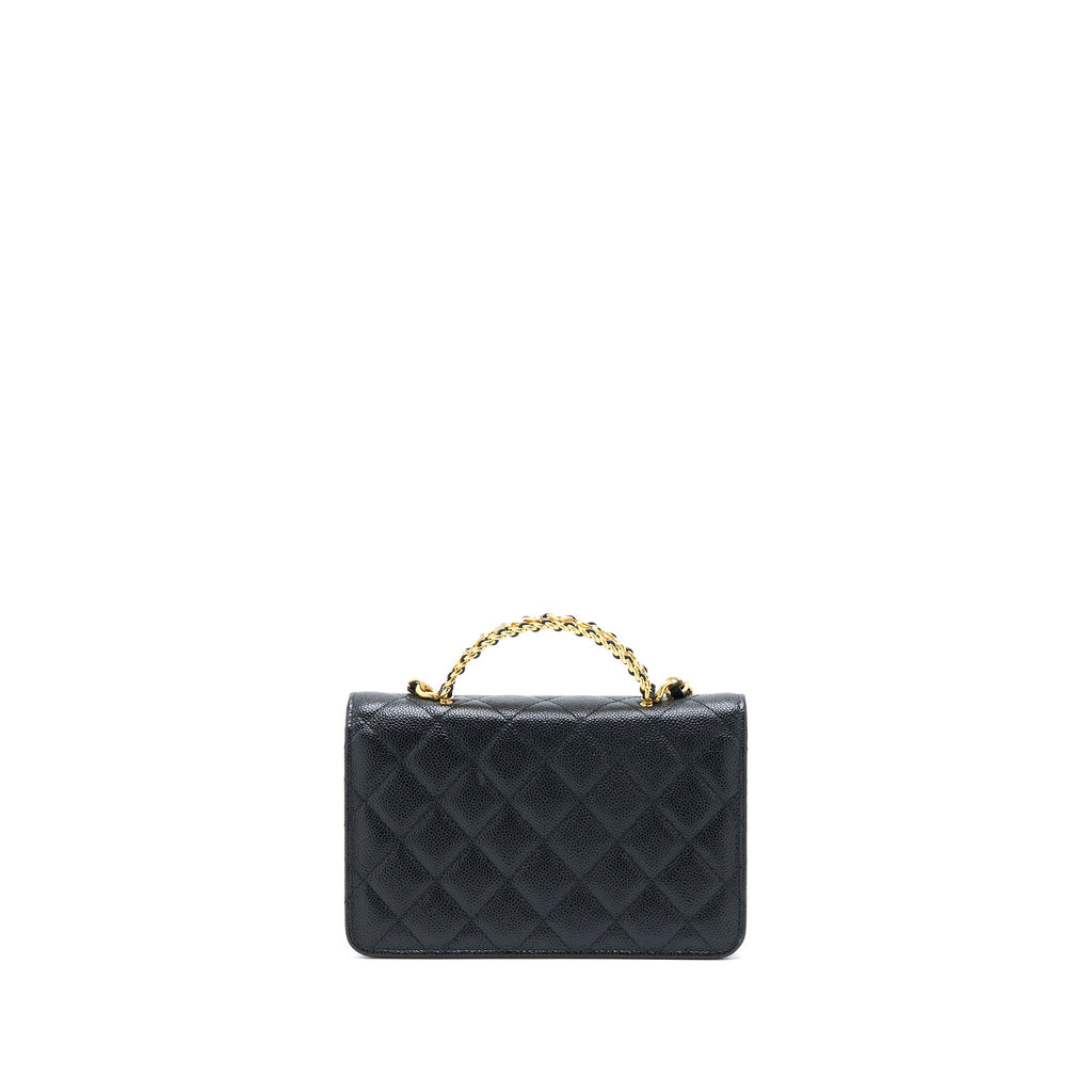 Chanel Letter Top Handle Wallet On Chain Caviar Black