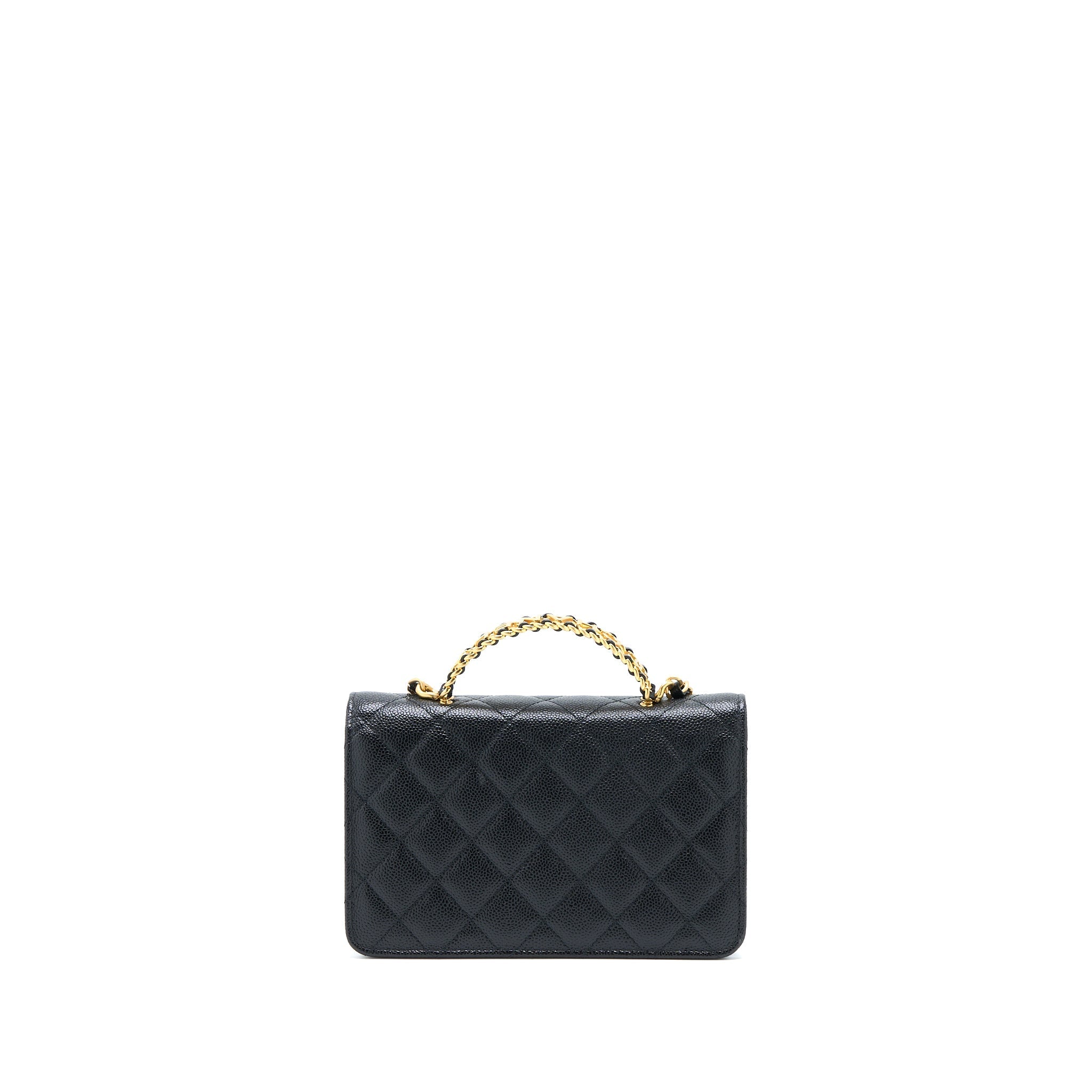Chanel Letter Top Handle Wallet On Chain Caviar Black