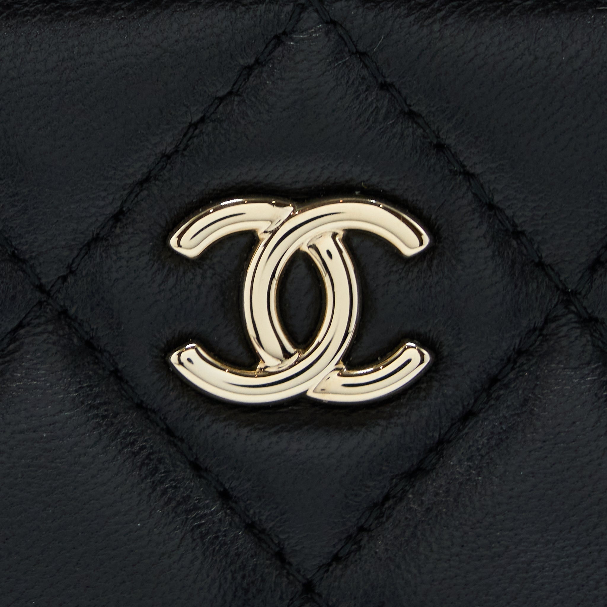 Chanel O Case Pouch Lambskin Black L