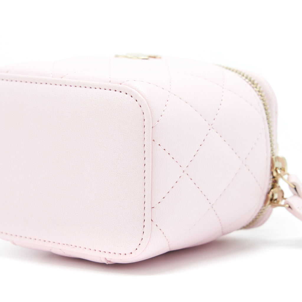 Chanel 22P Top Handle Mini Vanity With Chain Lambskin Light Pink L
