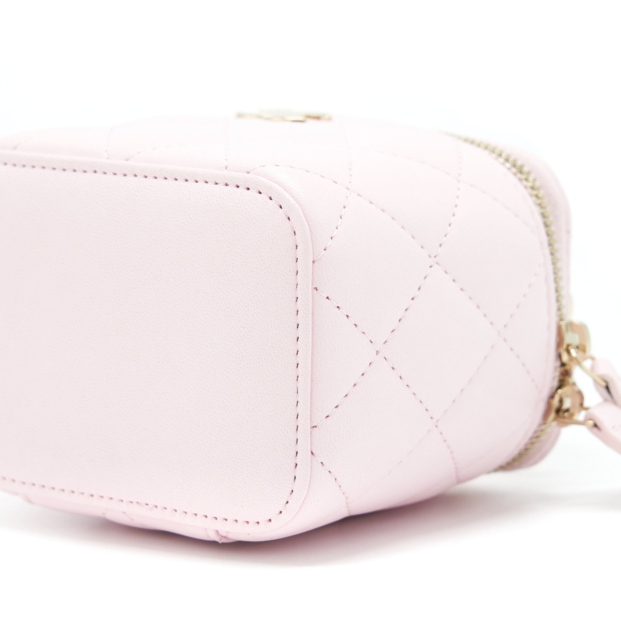 Chanel 22P Top Handle Mini Vanity With Chain Lambskin Light Pink L