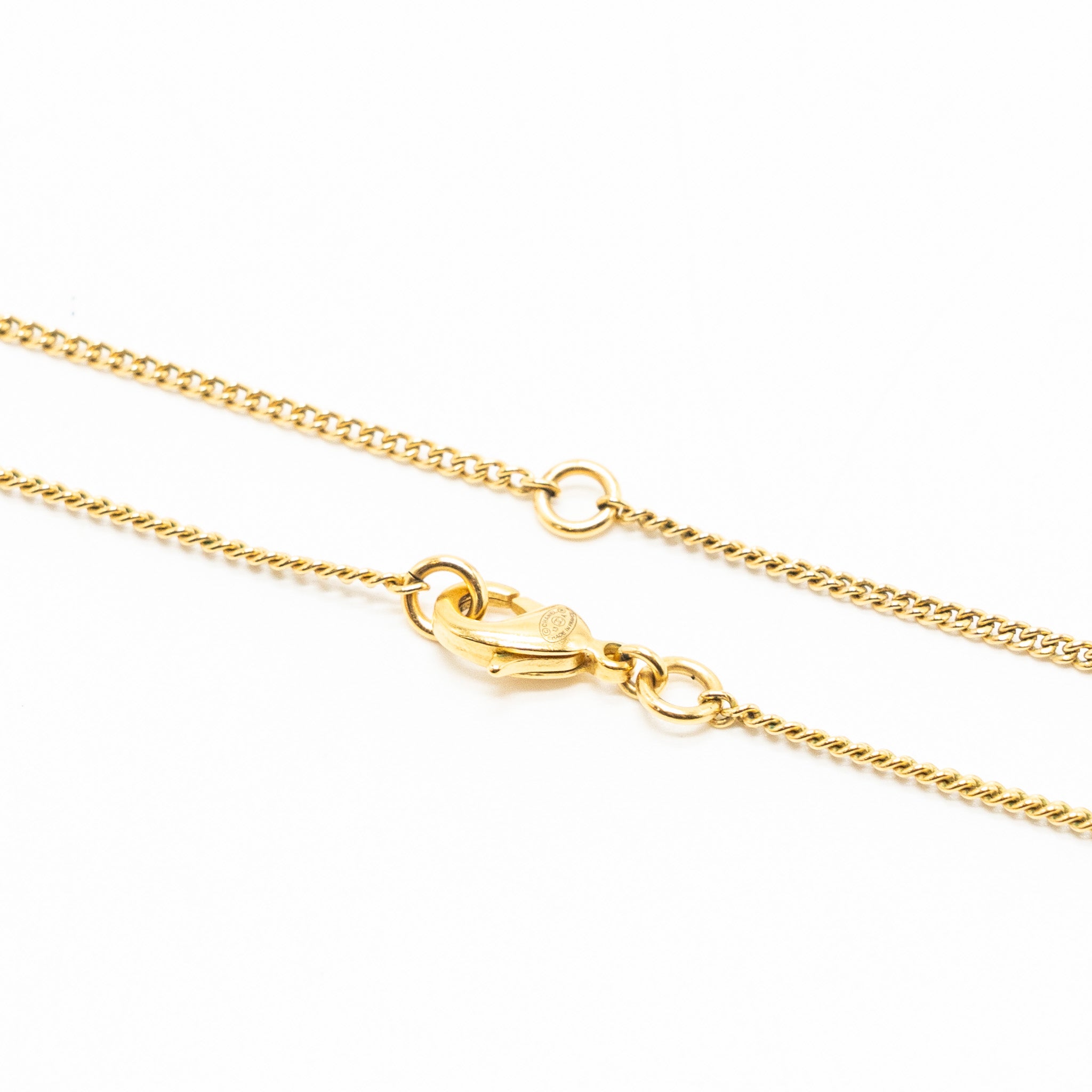 Chanel CC Logo Long Necklace Gold Tone