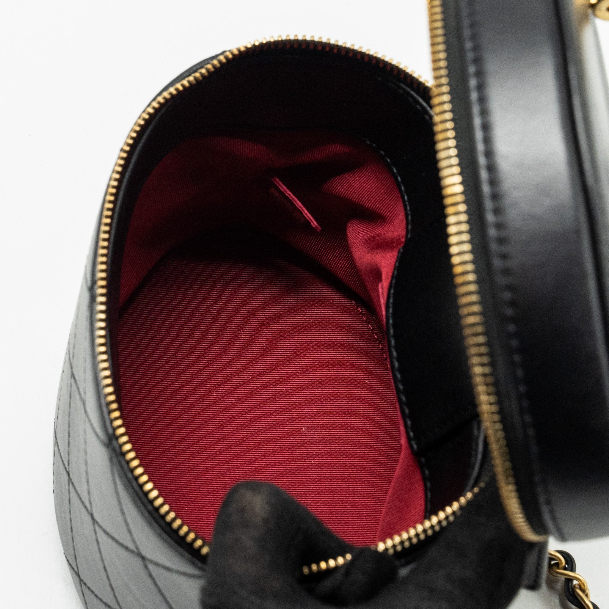 Chanel Pearl Letter Logo Detailed Vanity Case Calfskin Black