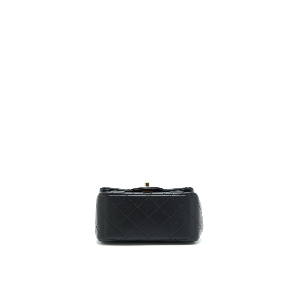 Chanel Mini Square Flap Bag Lambskin Black L