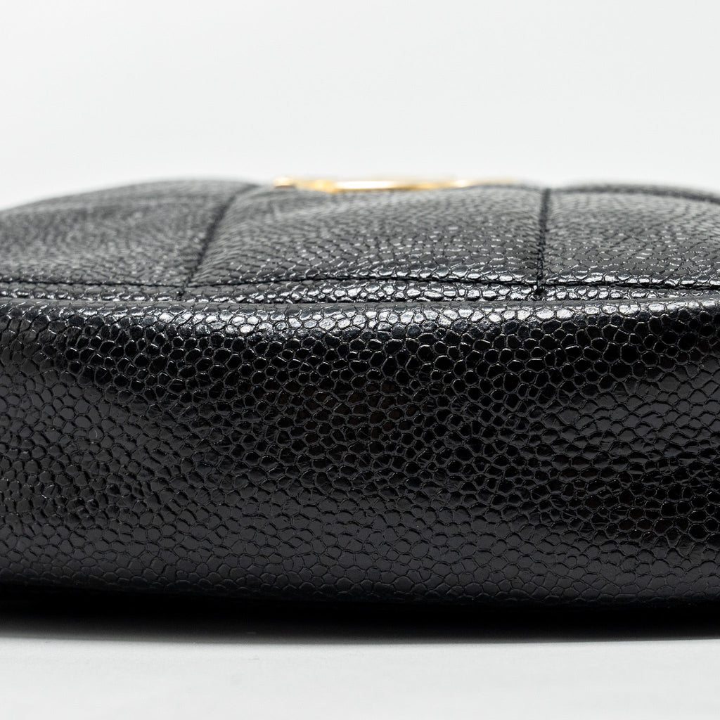 Chanel Quilted shape chain bag caviar black