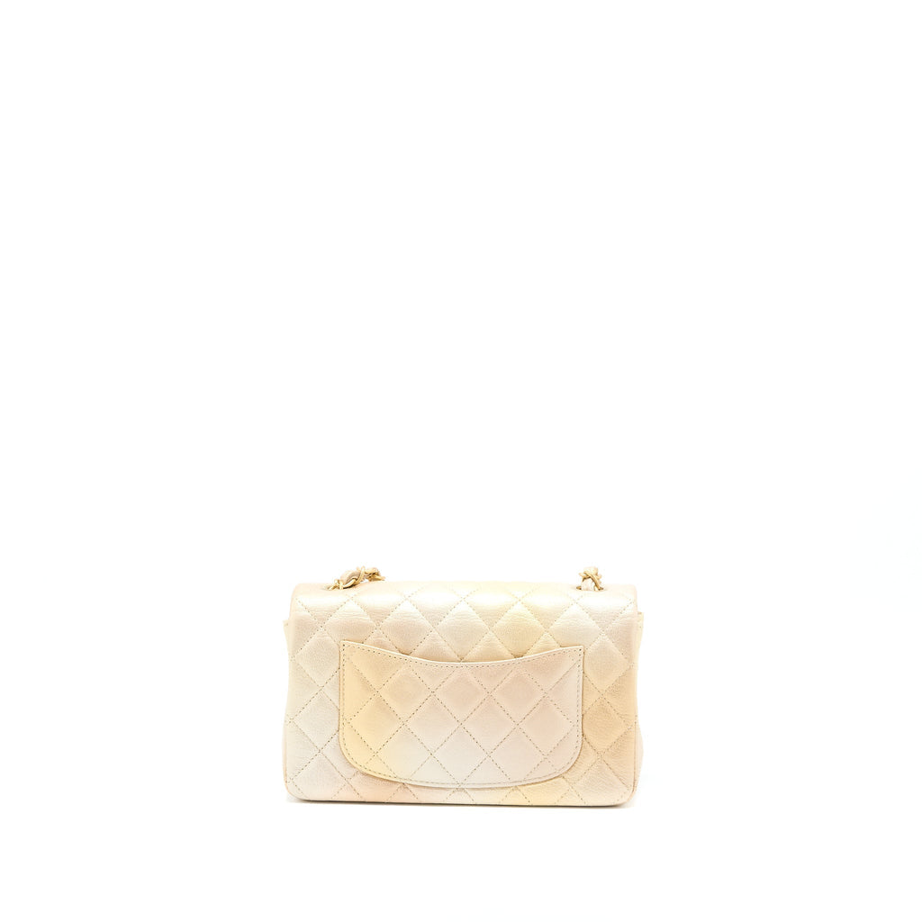 Chanel 22C MIni Rectangular Flag Bag Goatskin Ombre Beige Brushed  (Microchip)