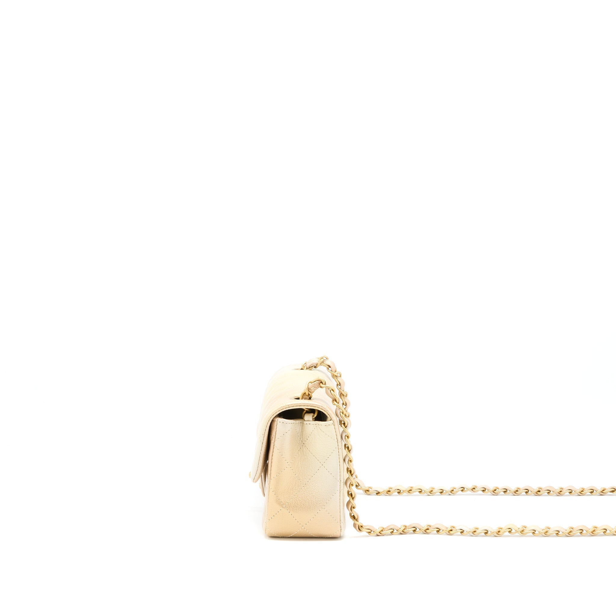 Chanel 22C MIni Rectangular Flag Bag Goatskin Ombre Beige Brushed  (Microchip)