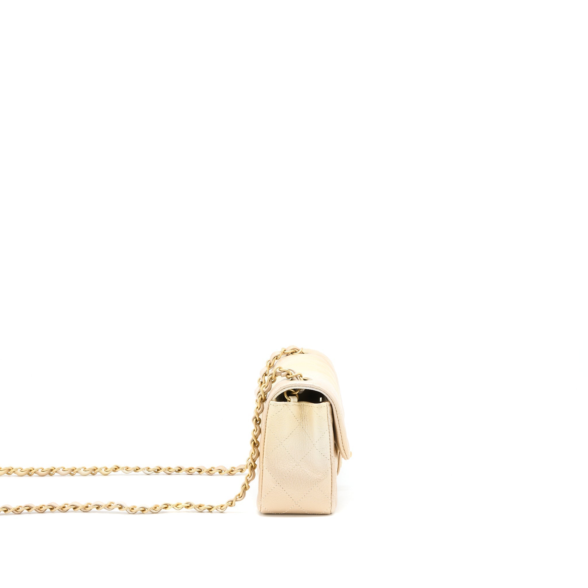 Chanel 22C MIni Rectangular Flag Bag Goatskin Ombre Beige Brushed  (Microchip)