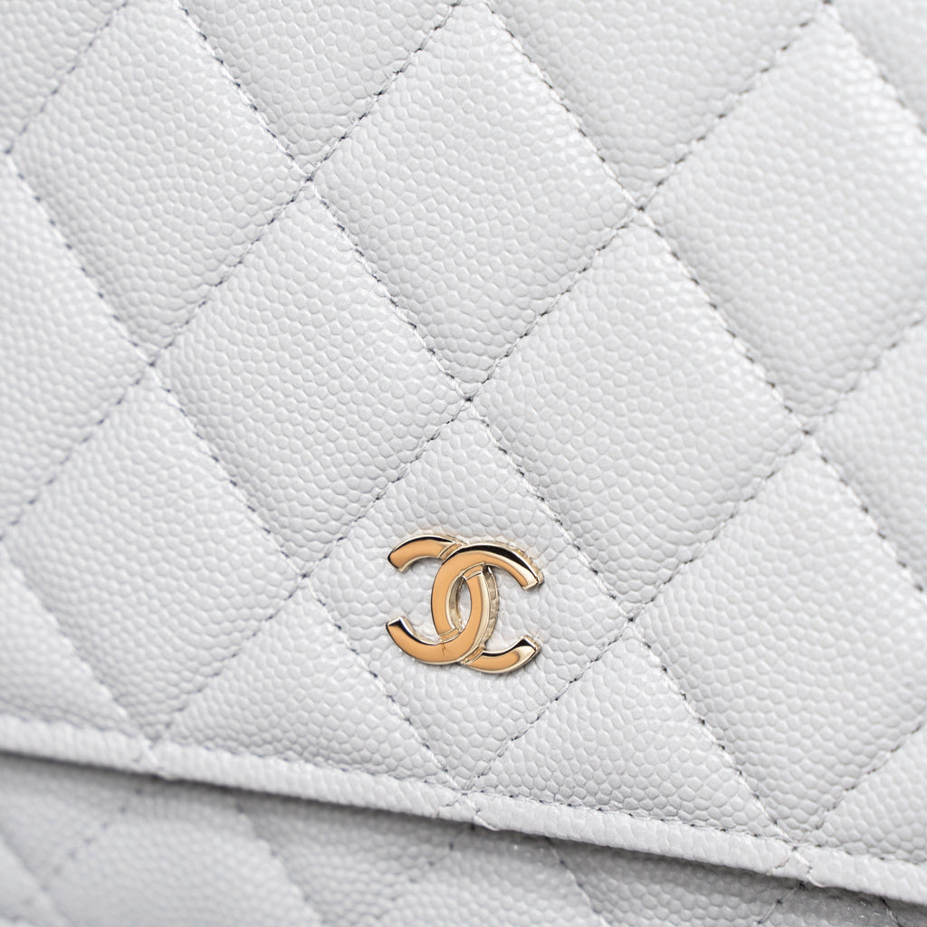 Chanel Classic Wallet on Chain Caviar Light Grey L (Microchip)