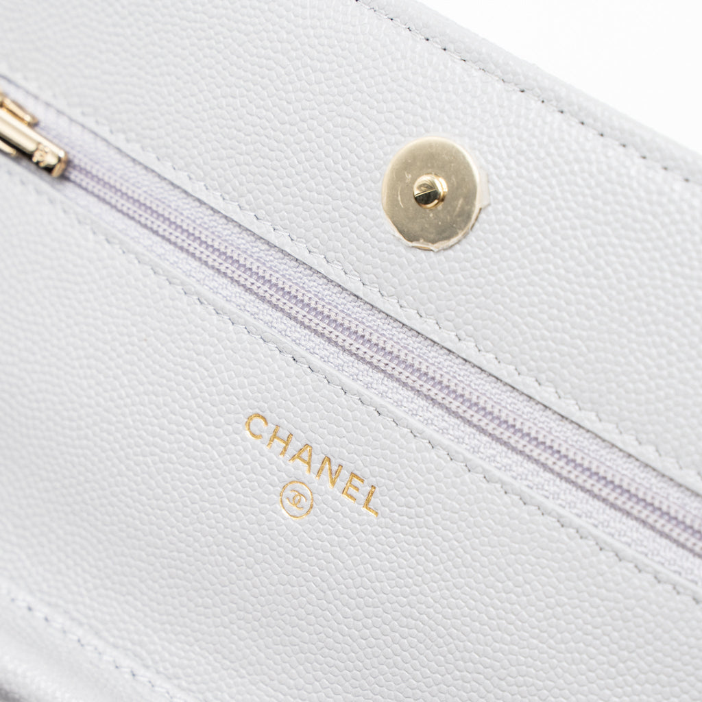 Chanel Classic Wallet on Chain Caviar Light Grey L (Microchip)