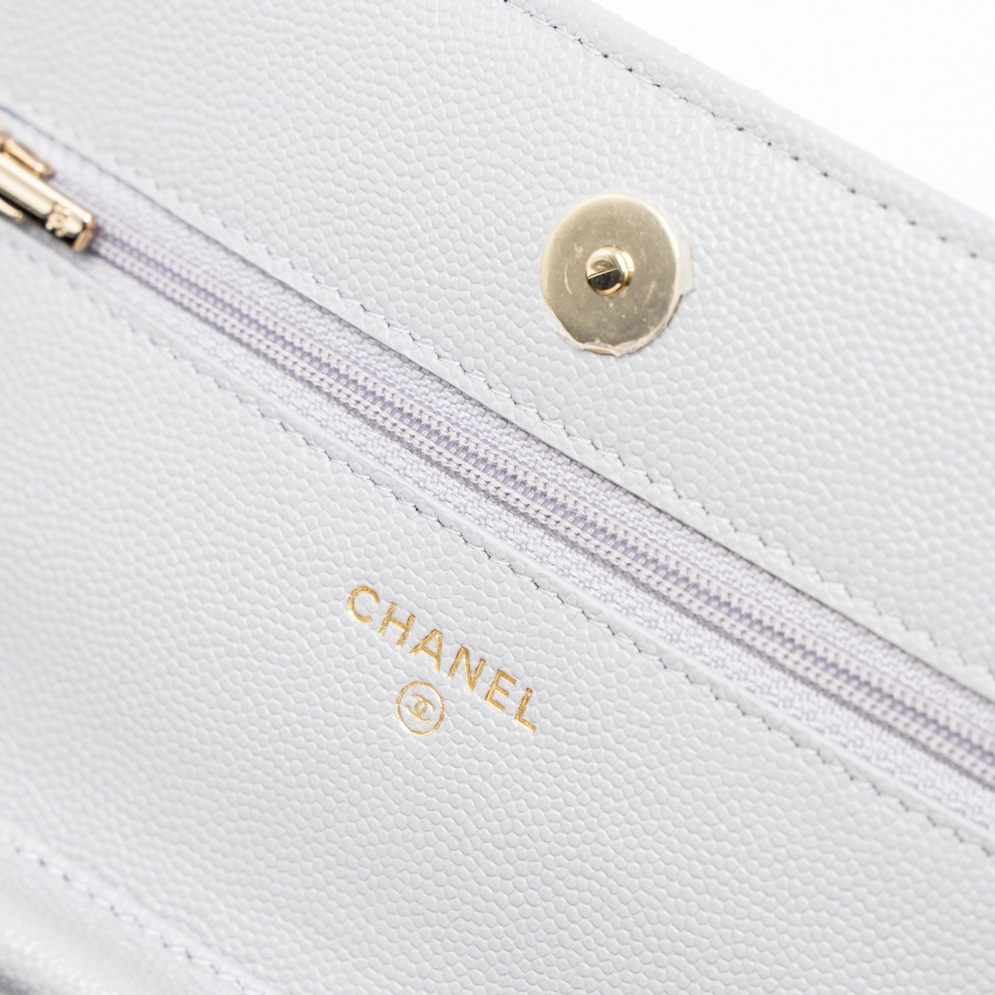 Chanel Classic Wallet on Chain Caviar Light Grey L (Microchip)