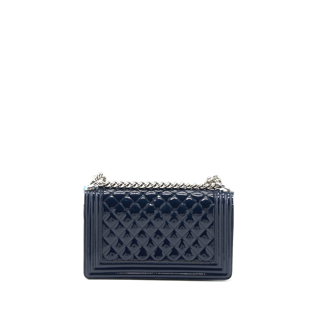 Chanel Medium Boy Bag Patent Navy