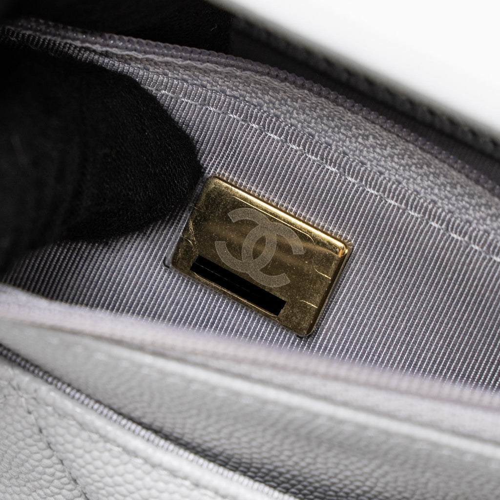 Chanel Classic Wallet on Chain Caviar Light Grey L (Microchip)